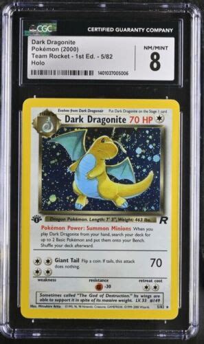 Pok Mon Team Rocket St Edition Holo Dark Dragonite Cgc Nm Mint