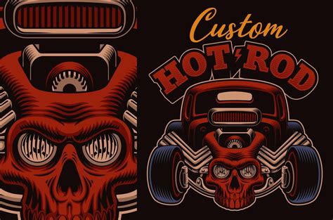 Hot Rod De Dibujos Animados Con Calavera