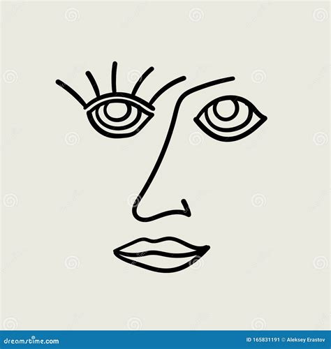 Sketch of Abstract Human Face. Portrait Drawn by Hand. Vector ...