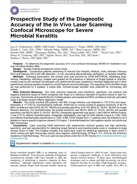 Solution Prospective Study Of The Diagnostic Accuracy Of The In Vivo