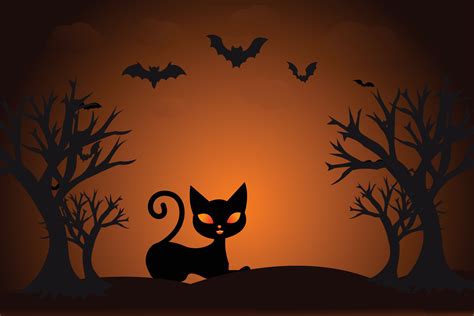 Halloween background design with black cat 10915435 Vector Art at Vecteezy