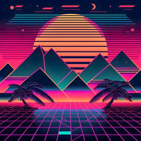 Premium Photo Retrowave Pattern S And S Tyle Background Illustration