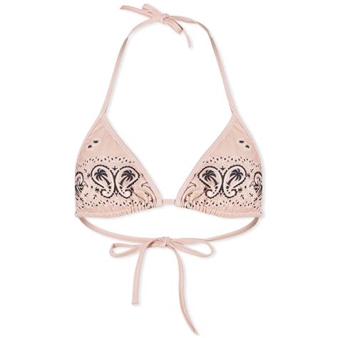 Palm Angels Paisley Print Triangle Bikini Top Pink End Ca