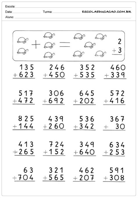 Operações 3 Ano Adição E Subtração - Atividades de Matemática 3º ano - Adição e Subtração
