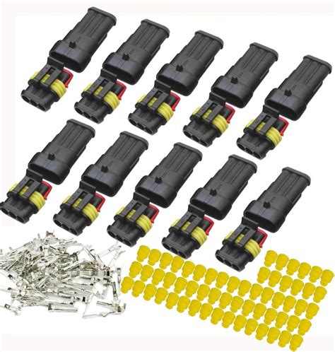 Yetor 3 Pin Connector Kit 10 Kit Car Auto Electrical Connectors Series Terminals