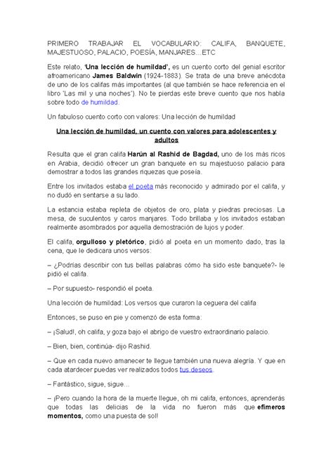 una lección de humildad, cuento valores - PRIMERO TRABAJAR EL