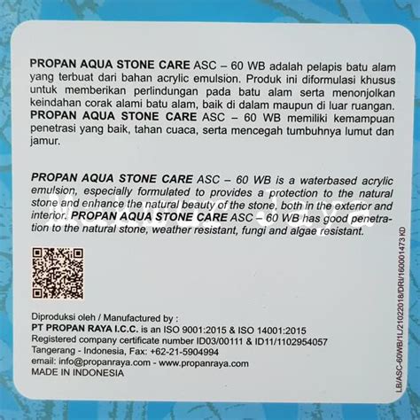 Jual Baru Propan Aqua Stone Care L Cat Pelapis Batu Alam Asc Wb Ayo