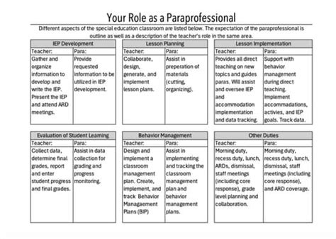 Special Education Paraprofessional Duties