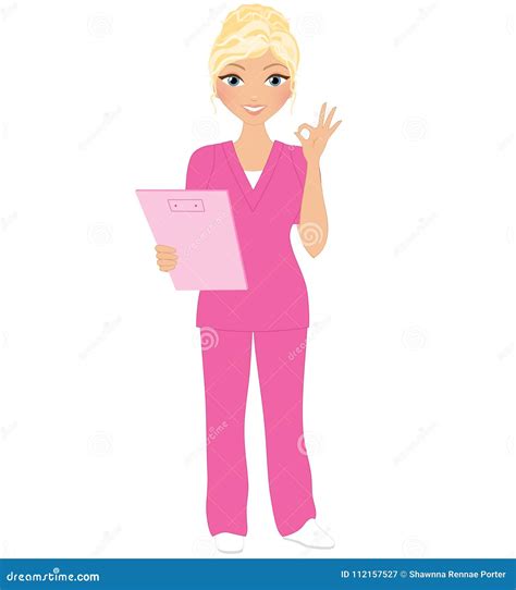 Woman Nurse Pose Stock Illustration Illustration Of Nursing 112157527