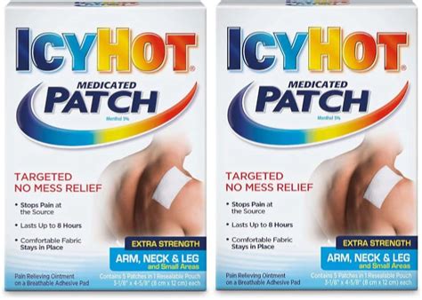 ICY HOT Extra Strength Medicated Patches Pain Relief Pads For Arm Neck Leg Small 5 Each