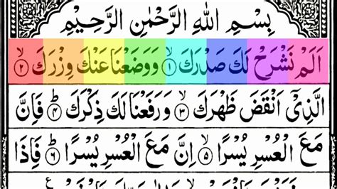 Surah Alam Nashrah Full Hd Arabic Text Colour Highlights Para 30