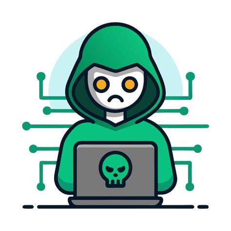 Personagem de desenho animado Hacker óculos e ilustração de laptop