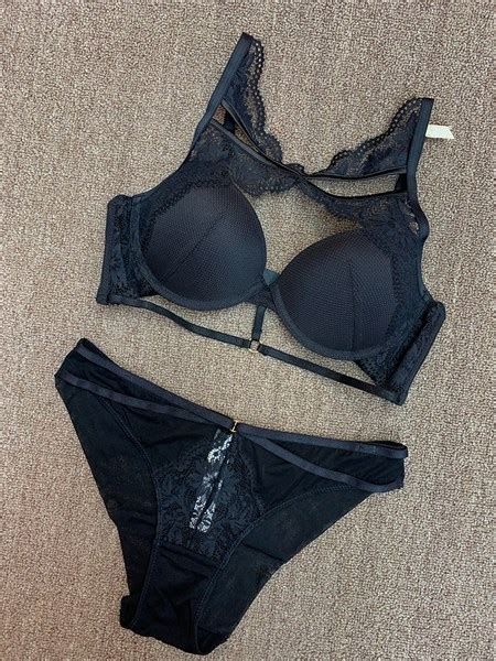 Black Lace Lingerie Bra Panties Set Vampal Dresses