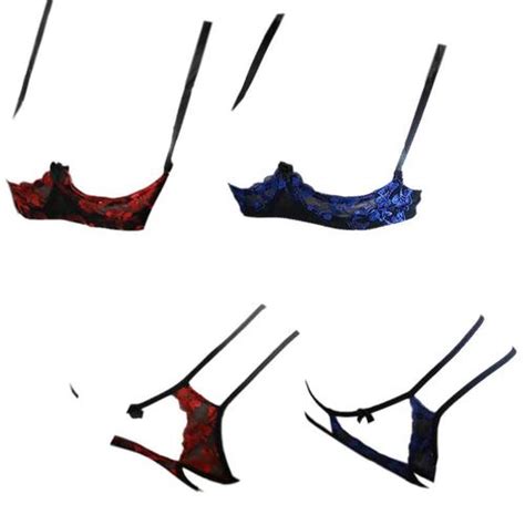 Jual B Bikini Bra Set Kawat Underwire Open Cup Crotchless Hitam Bunga Acak Jakarta Pusat