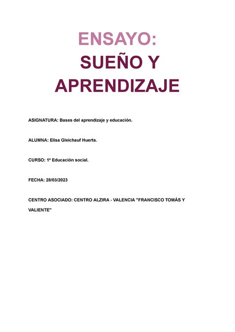 Ensayo bases del aprendizaje elisagleichaufhuerta Educación Social