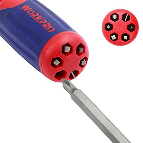 Workpro In Ratcheting Multi Bit Screwdriver Set Quick Load