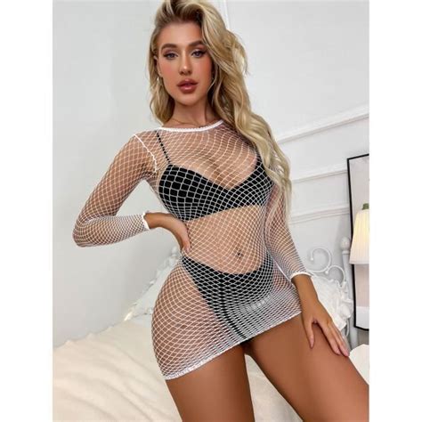 Robe Robe En R Sille Sexy Pour Femmes Lingerie Rotique Avec Gants Sous V Tements Porno Bas De