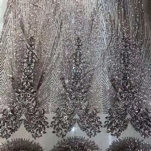 Gold Sequin Fabric Stretch Nude Mesh Embroidery Lace Fabric Etsy