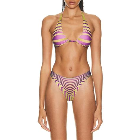 Conjunto De Bikini Con Estampado A Rayas Para Mujer Traje De Ba O De Piezas
