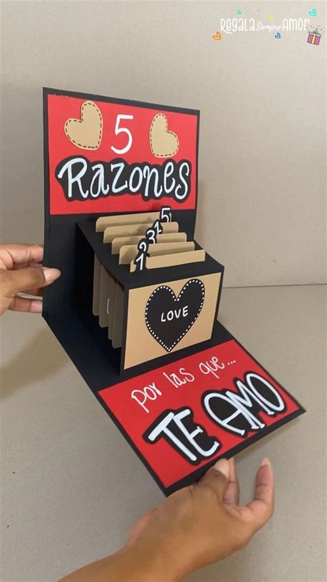 Regalo de amor Tarjeta plegable buzón de 5 razones por las que TE