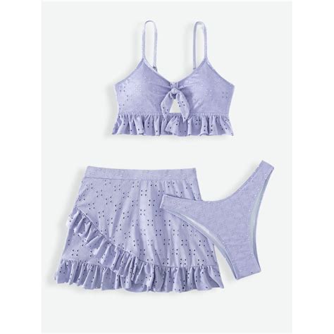 MADISON Eyelet PC Bikini Set With Beach Skirt Swimsuit Shopee Philippines