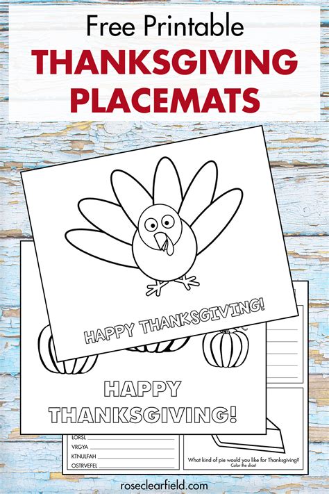 Thanksgiving Placemats Printable For Kids | Fanny Printable