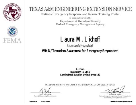 OnlinePrintCertificate DHS Texas A&M