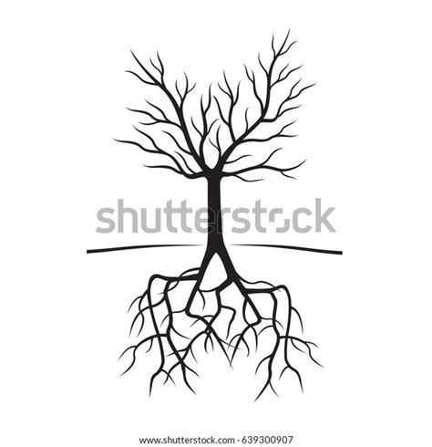 Black Naked Tree Roots Vector Illustration Stock Vector Royalty Free Shutterstock