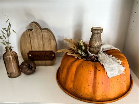 Repurposed Bundt Pan Pumpkin Fall Decor Farmhouse Pumpkin Rustic Decor Etsy Pumpkin