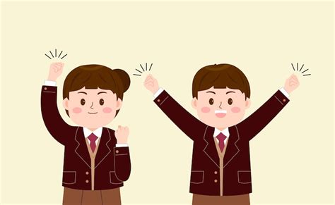 Premium Vector A Boy And Girl In School Uniform