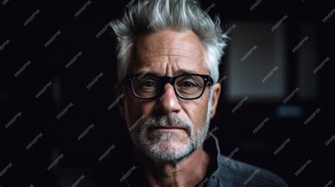 Premium Ai Image A Man With Grey Hair And Glasses Looks