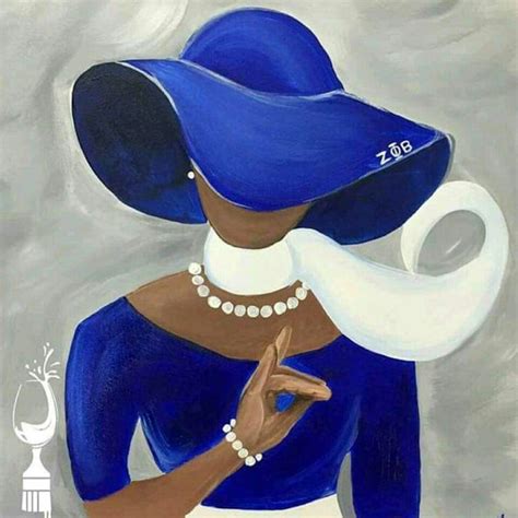 Blue And Pearls Sorority Art Zeta Phi Beta African American Art