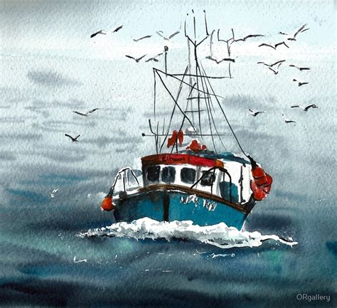 Fishing Boat Watercolor at PaintingValley.com | Explore collection of ...