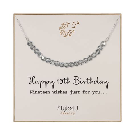 19th Birthday Gifts for Girls, Sterling Silver 19 Crystal Beads ...