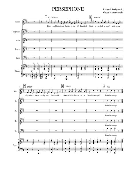 Persephone Sheet Music For Piano Soprano Alto Tenor And More Instruments Piano Sextet