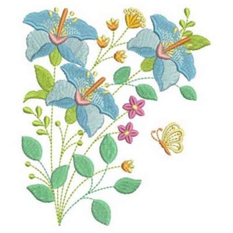 Blue Flowers Machine Embroidery Design Embroidery Library At