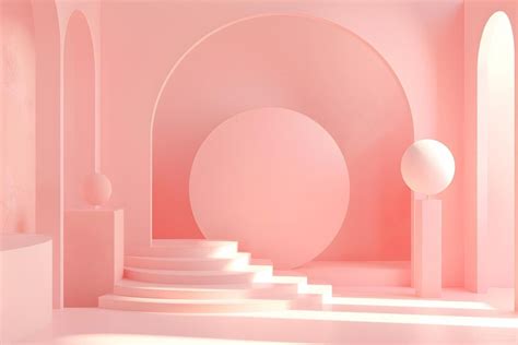 Pink Podium Pink 3d Render 3d Scene Pink Product Render Scene Mockup