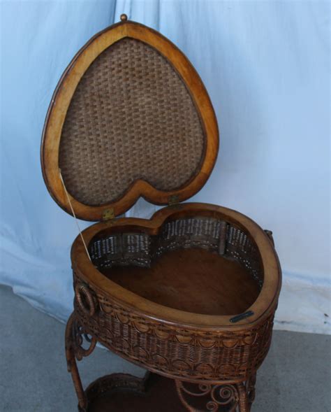 Bargain John S Antiques Antique Wicker Sewing Basket Heart Shaped