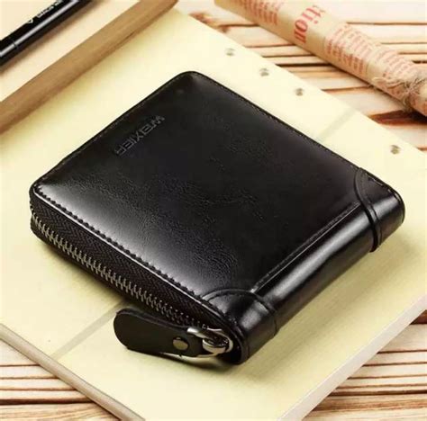 Round Zipper Coine Poket Card Poket Artificial Leather Wallet For Men