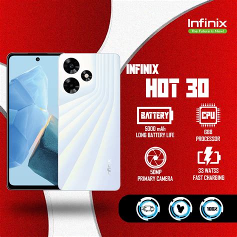 Infinix Hot 30 8GB ROM 256GB ROM 6 8 LCD Helio G88 5000 MAh 33W Fast Charging