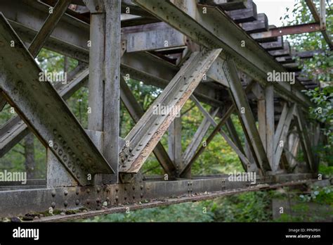The Old Truss Of The Railway Bridge Steel Construction Connected By