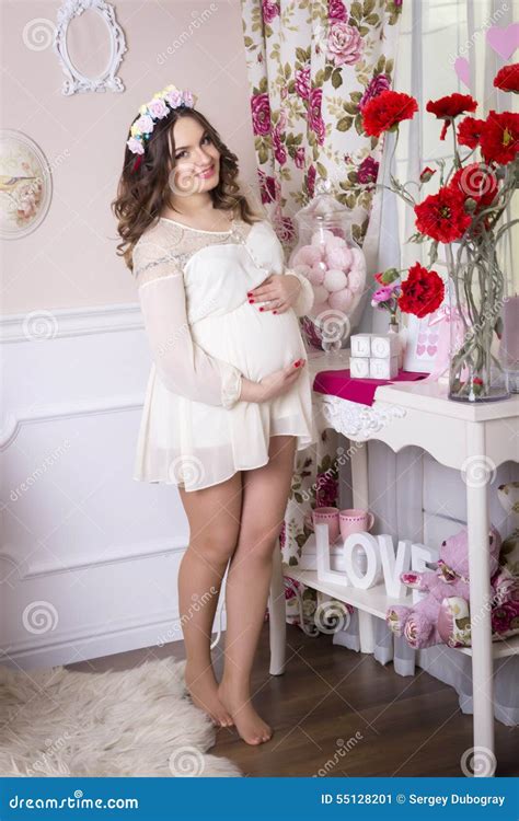 Beautiful Pregnant Girl Posing Stock Image Image Of Positive Adults