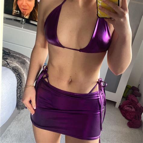 Metallic Bikini Set Purple Bikini Top 8 Bikini Depop