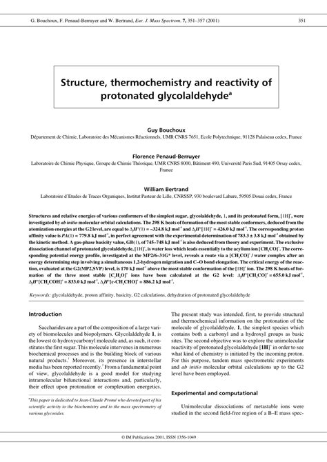 (PDF) Structure, Thermochemistry and Reactivity of Protonated ...