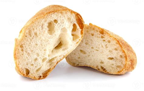 Ciabatta Loaf Of Bread Cut In Half Isolated On White Background