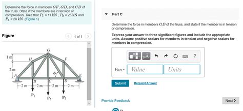 Solved Determine the force in members GF, GD, and CD of the | Chegg.com