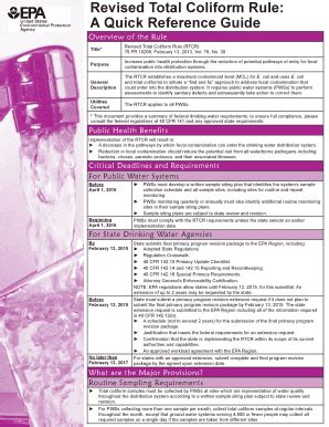 Fillable Online Water Epa Revised Total Coliform Rule Rtcr A Quick