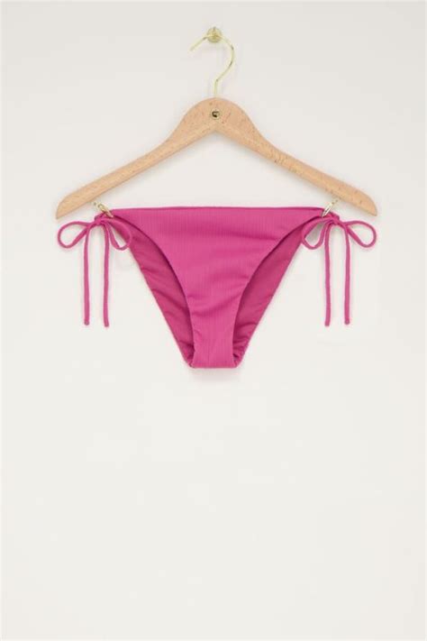 Roze Bikini Top Triangel Met Dubbele Bandjes En Rib My Jewellery