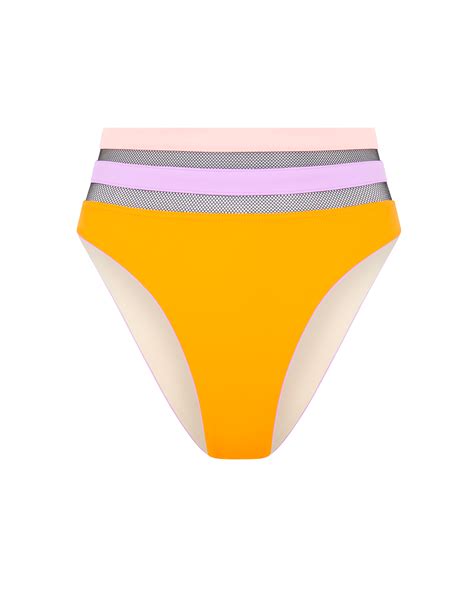 Zenaya High Waisted Bikini Bottom In Coral Multicolour By Agent Provocateur