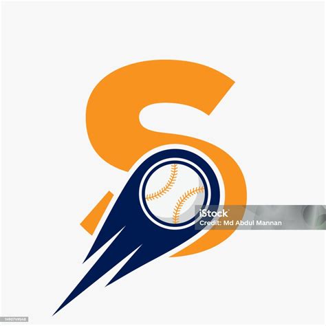 Letter S Baseball Logo Concept With Moving Baseball Icon Vector